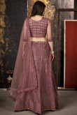 Dusty Mauve Net Embroidered Lehenga