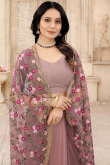 Dusty Mauve Net Embroidered Saree