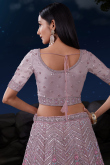 Dusty Mauve Net Embroidered Wedding Wear Lehenga