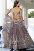 Dusty Mauve Net Sequins Embroidered Flared Style Lehenga