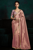 Dusty Mauve Organza Saree With Sequins Work For Weddings