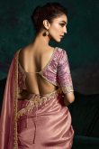 Dusty Mauve Organza Saree With Sequins Work For Weddings