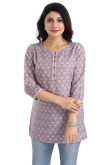 Dusty Mauve Rayon Printed Short Kurti 