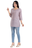 Dusty Mauve Rayon Printed Short Kurti 