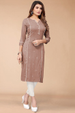 Dusty Mauve Rayon Straight Cut Kurti