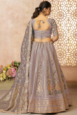 Dusty Mauve Silk Blend Embroidered Panelled Lehenga 