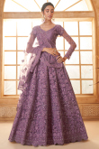 Dusty Mauve Stone Embellished Panelled Style Net Lehenga