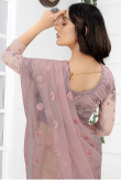 Dusty Mauve Stone Embroidered Net Light Weight Saree