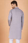 Dusty Mauve Viscose Silk Men's Kurta With Sequins For Diwali