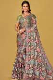 Dusty Mauve Weaved Thread Lightweight Brasso Saree 