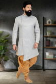 Dusty Mint Blue Jacquard Men's Sherwani