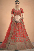 Dusty Orange Silk Lehenga with Silk Choli
