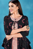 Dusty Peach Cotton Kurti With Black Jacket