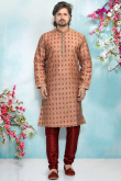 Dusty Peach Wedding Special Kurta With Churidar