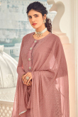 Dusty Peach Georgette Embroidered Straight Cut Palazzo Suit