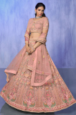 Dusty Peach Net Embroidered Lehenga For Bridesmaid