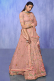 Dusty Peach Net Embroidered Lehenga For Bridesmaid