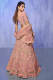 Dusty Peach Net Embroidered Lehenga For Bridesmaid