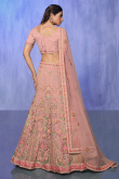 Dusty Peach Net Embroidered Lehenga For Bridesmaid