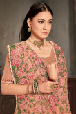 Dusty Peach Net Saree with Resham and Stone Work