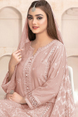 Dusty Peach Organza Embroidered Trouser Suit For Sangeet