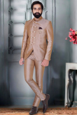 Dusty Peach Silk Plain Jodhpuri Style Men's Coat Pant