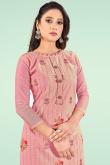 Dusty Pink Chanderi Embroidered Churidar Suit