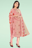 Dusty Pink Chanderi Embroidered Churidar Suit