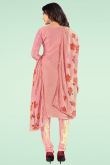 Dusty Pink Chanderi Embroidered Churidar Suit