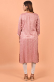 Kurti in Dusty Pink Cotton for Party Wear with Thread Embroidery