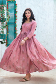 Kurti in Cotton Dusty Pink with Printed for Party 