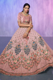 Dusty Pink Embroidered Georgette Lehenga For Engagement 