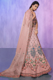 Dusty Pink Embroidered Georgette Lehenga For Engagement 