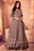 Dusty Pink Long Choli Sangeet Lehenga in Georgette