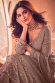 Dusty Pink Long Choli Sangeet Lehenga in Georgette