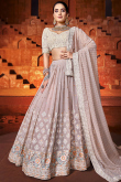 Dusty Pink Georgette Sequins Embroidered Lehenga