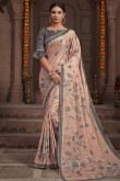 Dusty Pink Handloom Saree With Cotton Blouse
