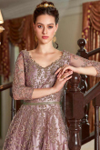 Dusty Pink Net Anarkali Suit With Sequins Work