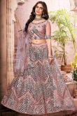 Dusty Pink Net Embroidered Indian Lehenga Choli