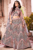 Dusty Pink Net Embroidered Indian Lehenga Choli