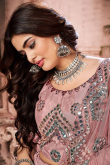 Dusty Pink Net Embroidered Indian Lehenga Choli