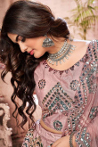 Dusty Pink Net Embroidered Indian Lehenga Choli
