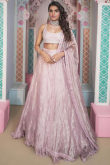 Dusty Pink Organza A-Line Bridesmaid Lehenga