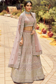 Dusty Pink Organza A-Line Embroidered Lehenga
