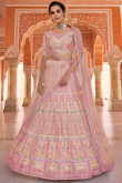 Dusty Pink Organza Embroidered A-Line Lehenga