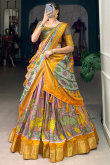 Dusty Pink Silk Blend Lehenga With Printed Work For Diwali