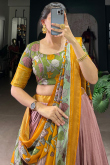 Dusty Pink Silk Blend Lehenga With Printed Work For Diwali