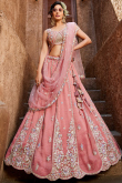Dusty Pink Tissue Lehenga with Zari Work for Diwali & Weddings