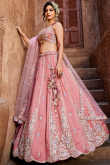 Dusty Pink Tissue Lehenga with Zari Work for Diwali & Weddings
