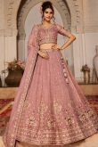 Dusty Pink Tissue Lehenga with Zari Work for Lohri & Weddings
